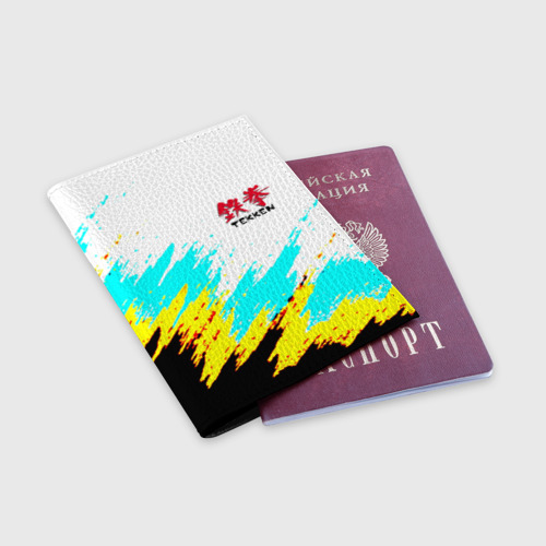 Обложка для паспорта матовая кожа Теккен краски файтинг, цвет черный - фото 3