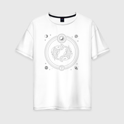 Женская футболка хлопок Oversize Знак зодиака - рыбы
