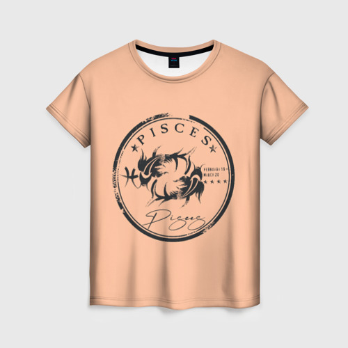 Женская футболка с принтом Рыбы знак астрологии, вид спереди №1
