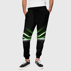 Зеленый неоновый абстракт – Мужские брюки 3D с принтом купить