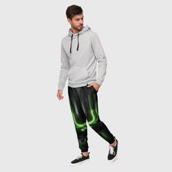 Мужские брюки 3D Металл и зеленый яркий свет - фото 2
