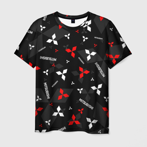 Мужская футболка 3D Mitsubishi - logo pattern, цвет 3D печать