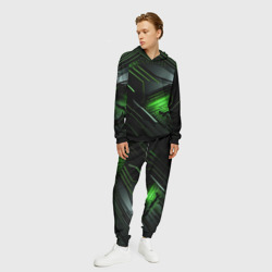 Мужской костюм с толстовкой 3D Металл и зеленый яркий неоновый свет - фото 2