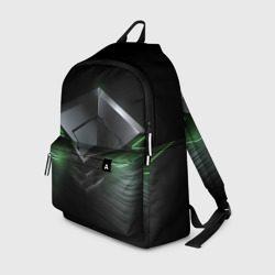 Металлический абстракт и зеленый  неон – Рюкзак 3D с принтом купить