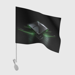 Металлический абстракт и зеленый  неон – Флаг для автомобиля с принтом купить