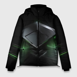 Металлический абстракт и зеленый  неон – Мужская зимняя куртка 3D с принтом купить
