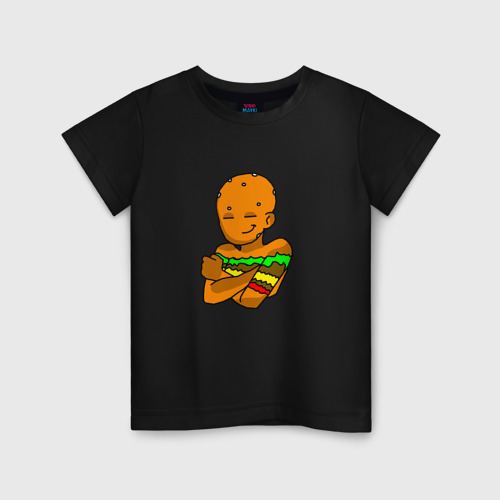 Детская футболка хлопок с принтом Гамбурчик Art, вид спереди #2