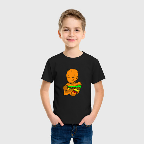 Детская футболка хлопок с принтом Гамбурчик Art, фото на моделе #1