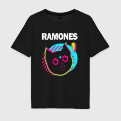 Мужская футболка хлопок Oversize Ramones rock star cat