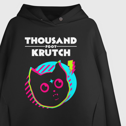 Женское худи Oversize хлопок Thousand Foot Krutch rock star cat, цвет черный - фото 3