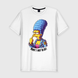 Мужская футболка хлопок Slim Marge Simpson - punk's not dead motto