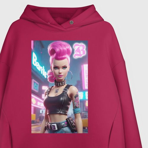 Женское худи Oversize хлопок Charming Barbie - ai art, цвет маджента - фото 3