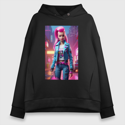 Женское худи Oversize хлопок Cool Barbie - ai art, цвет черный