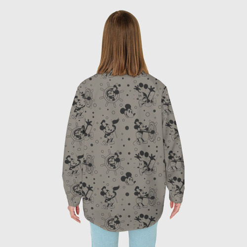 Женская рубашка oversize 3D с принтом Микки матрос - паттерн, вид сзади #2