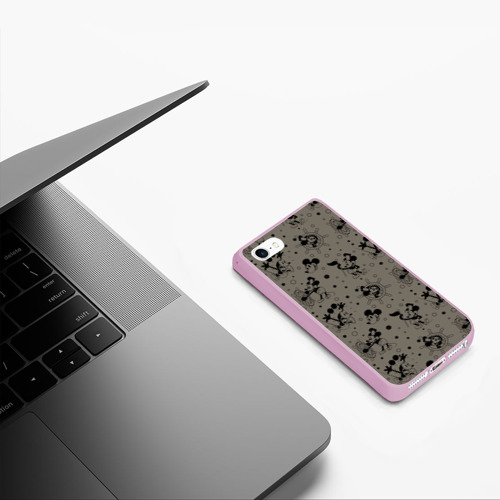 Чехол для iPhone 5/5S матовый Микки матрос - паттерн, цвет розовый - фото 5