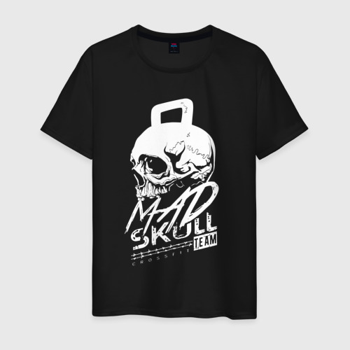 Мужская футболка хлопок Mad skull crossfit , цвет черный