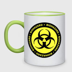 Кружка двухцветная Warning - biohazard 