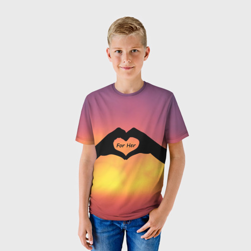Детская футболка 3D Сердце для неё, цвет 3D печать - фото 3