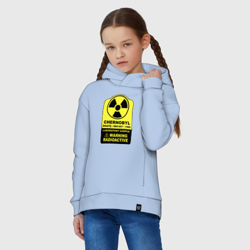 Детское худи Oversize хлопок Предупреждение - радиоактивен , цвет мягкое небо - фото 3