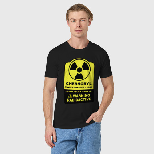 Мужская футболка хлопок Предупреждение - радиоактивен , цвет черный - фото 3