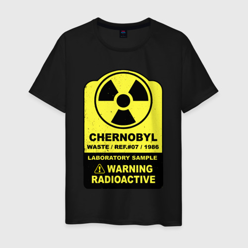 Мужская футболка хлопок Предупреждение - радиоактивен , цвет черный