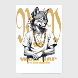 Магнитный плакат 2Х3 Волк репер в золотых наушниках