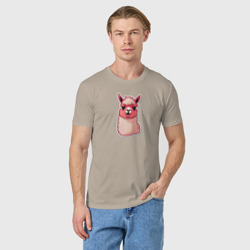 Мужская футболка хлопок Розовая альпака - фото 2