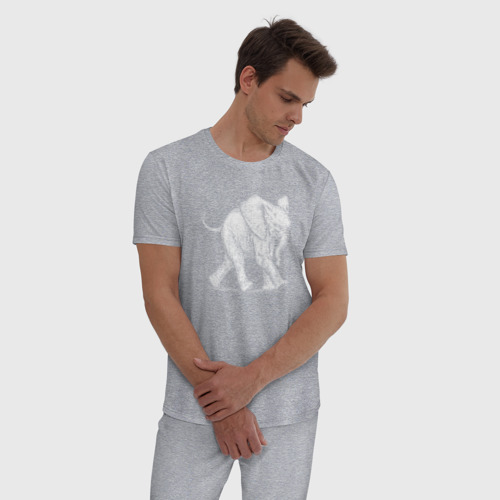 Мужская пижама хлопок с принтом Белый слоненок, фото на моделе #1