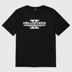 Женская футболка хлопок Oversize Helldivers 2 logo