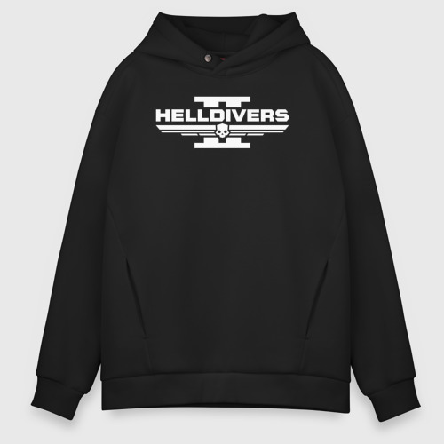 Мужское худи Oversize хлопок Helldivers 2 logo, цвет черный