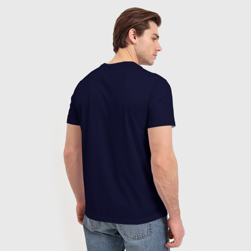 Мужская футболка 3D с принтом Синий светящийся лев, вид сзади #2