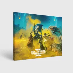 Холст прямоугольный Сражение helldivers 2