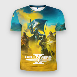 Мужская футболка 3D Slim Сражение helldivers 2