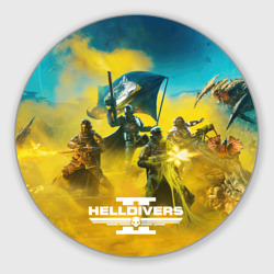 Круглый коврик для мышки Сражение helldivers 2