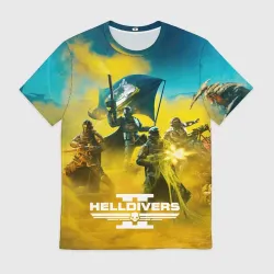 Мужская футболка 3D Сражение helldivers 2