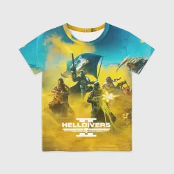 Детская футболка 3D Сражение helldivers 2