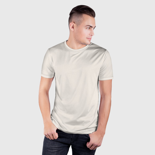 Мужская футболка 3D Slim Молочный светло-бежевый однотонный цвет , цвет 3D печать - фото 3