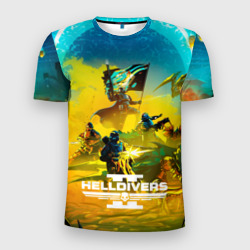 Мужская футболка 3D Slim Битва helldivers 2