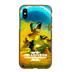 Чехол для iPhone XS Max матовый Битва helldivers 2