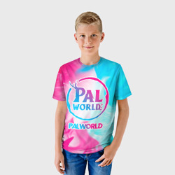 Детская футболка 3D Palworld neon gradient style - фото 2