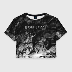 Женская футболка Crop-top 3D Bon Jovi black graphite