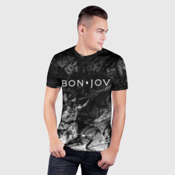 Мужская футболка 3D Slim Bon Jovi black graphite - фото 2