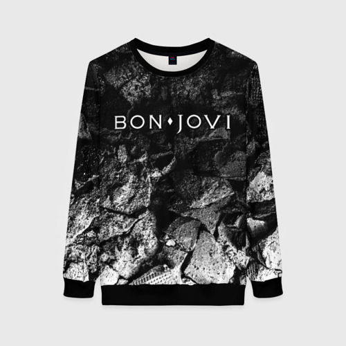 Женский свитшот 3D Bon Jovi black graphite, цвет 3D печать