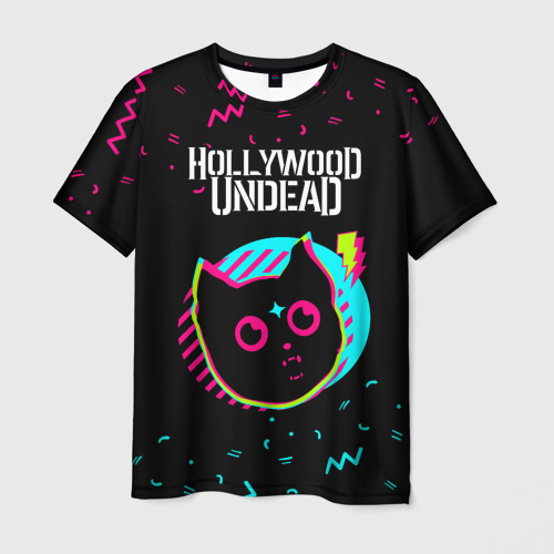 Мужская футболка 3D Hollywood Undead - rock star cat, цвет 3D печать