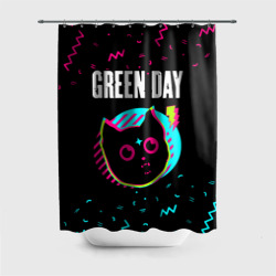 Штора 3D для ванной Green Day - rock star cat