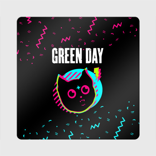 Магнит виниловый Квадрат Green Day - rock star cat