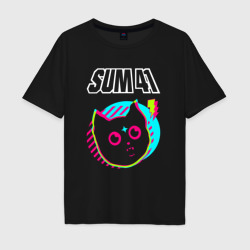 Мужская футболка хлопок Oversize Sum41 rock star cat