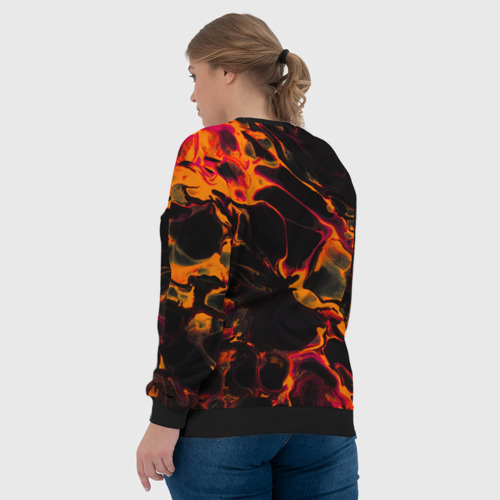 Женский свитшот 3D с принтом Motorhead red lava, вид сзади #2