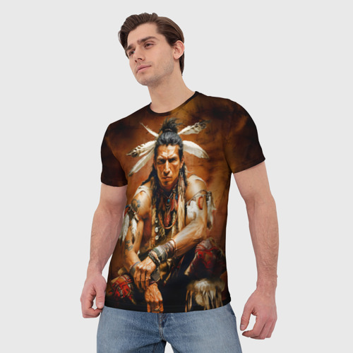 Мужская футболка 3D Коренной североамериканец, цвет 3D печать - фото 3