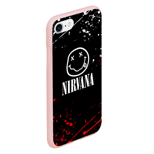 Чехол для iPhone 7/8 матовый с принтом Nirvana брызги красок, вид сбоку #3